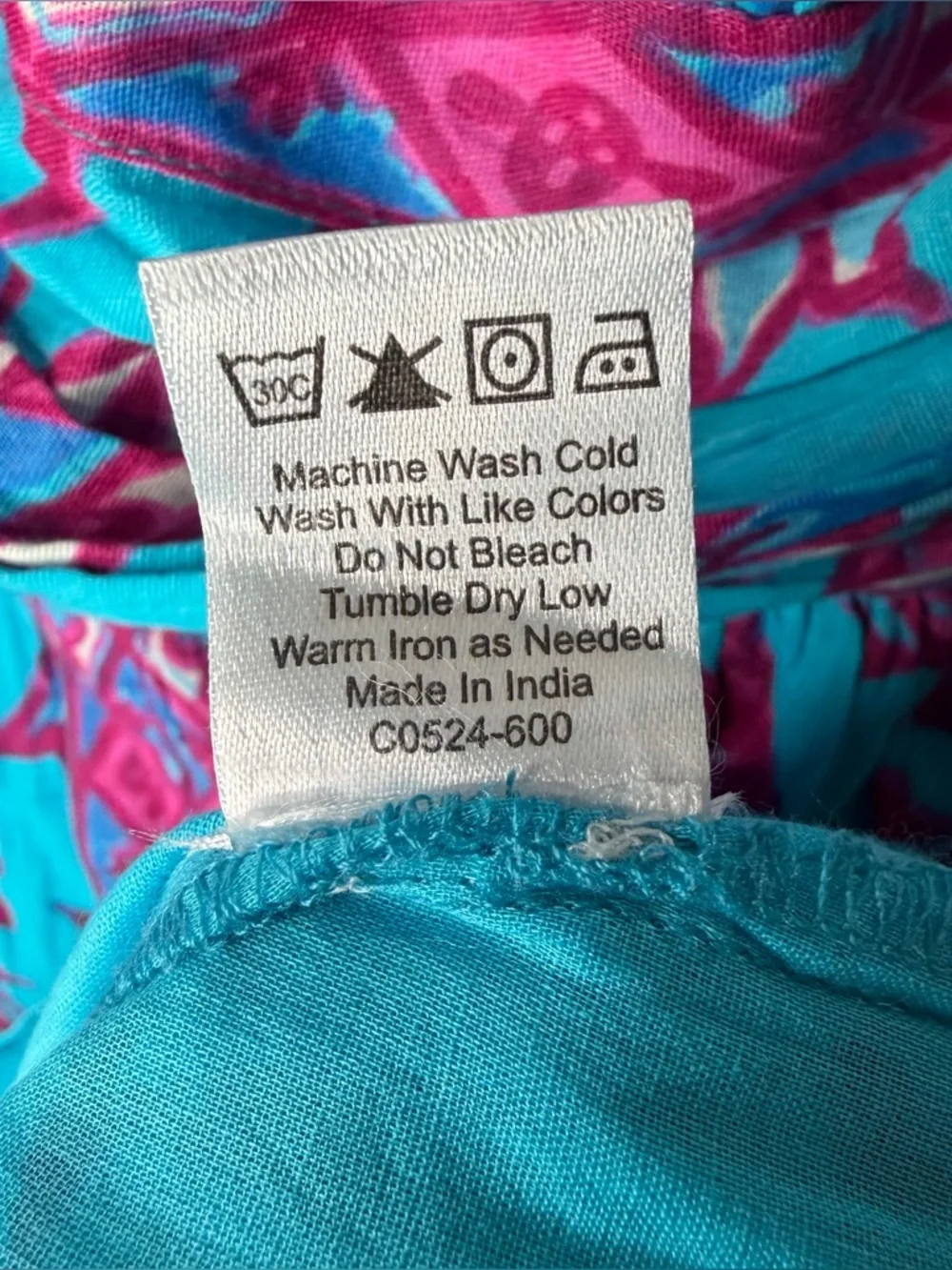 Caroline Constas Criss Cross Halter Floral Maxi Dress Size Small Turquoise Blue